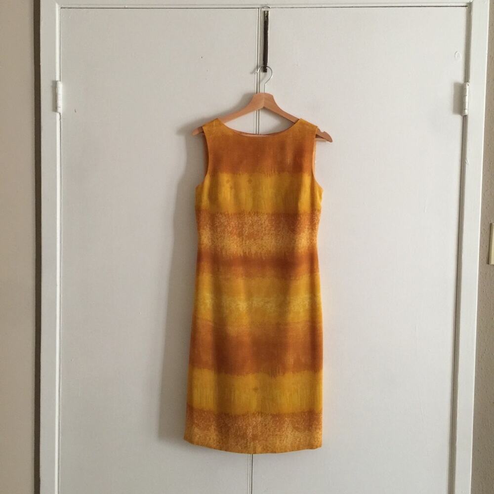 Citrine Yellow Watercolor Silky Sleeveless Dress.-CA1